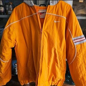 Nike Orange Hooded Zip-Up Jacket with White Accents